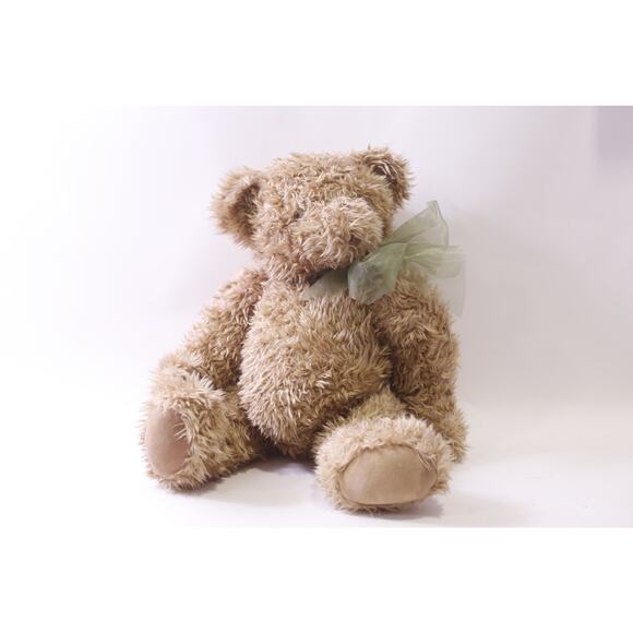 Bear Land, Teddy Bear, Large Plush, Furry, Green Bow, Vintage, ~ 250827-WH 652 - Picture 1 of 5